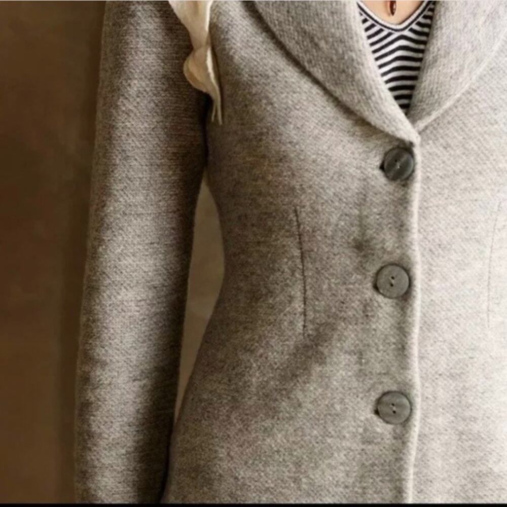 Rosie Neira for Anthropologie 3D Tree Gray Wool Jacket Blazer. Small. - Picture 3 of 5
